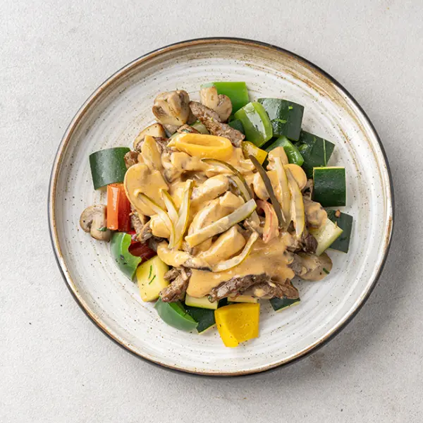 Creamy Beef Stroganoff With Sauteed Vegetables